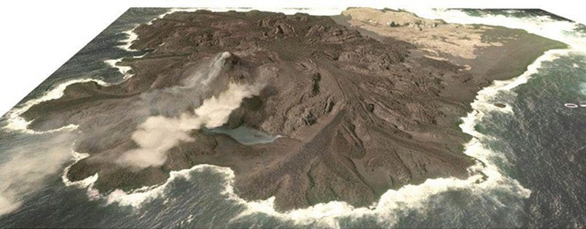 日本火山喷发新岛诞生将满百天 面积扩大数倍