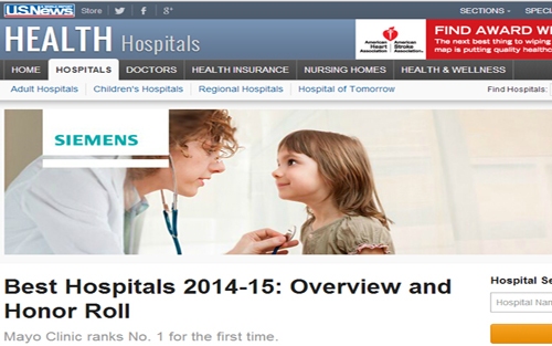最新发布:美国2014-2015年度最佳医院排行榜