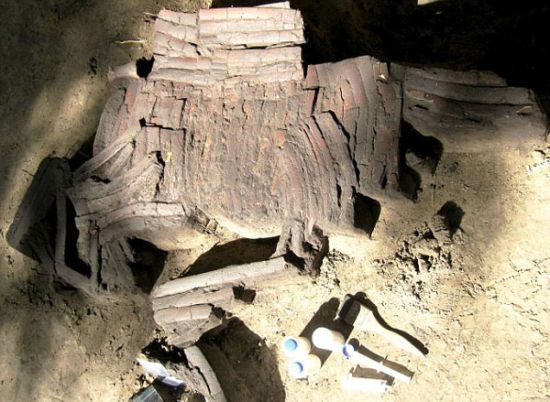 俄出土近4千年前武士盔甲，由動物骨骼製成。（網頁截圖）