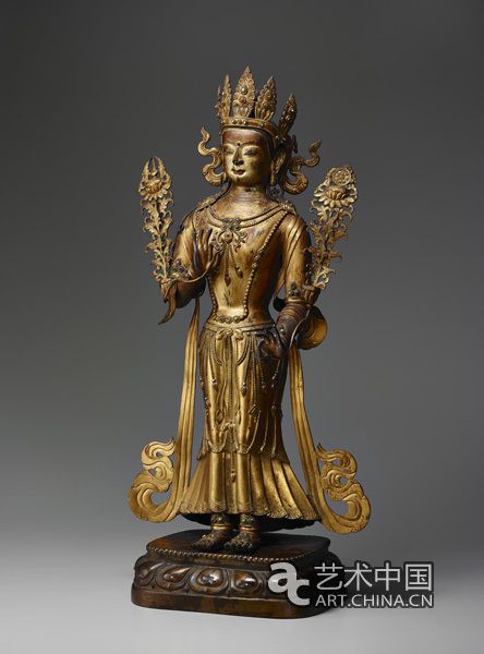 18世纪《鎏金铜弥勒立像》，高66cm，预估价380万-460万港元