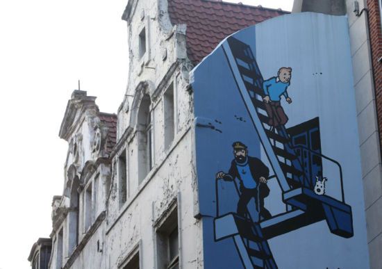 在比利時首都布魯塞爾的街頭，丁丁的形象隨處可見。