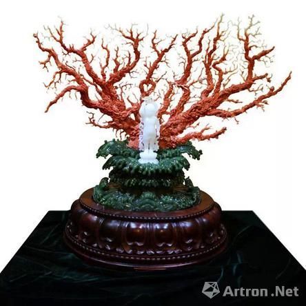 玉雕红珊瑚树