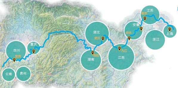 p57-1长江经济带，东起上海、西至云南，涉及上海、江苏、浙江、安徽、湖、江西、湖南、重庆、四川、云南、贵州、9 个省2 个直辖市。日前媒体报道称，《长江经济带发展规划纲要》有望2015 年上半年出台，其中将涉及长江经济带沿线十一省市的一批新增地方项目。