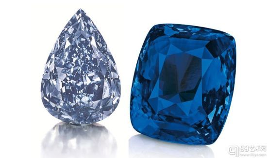“溫斯頓藍鑽”（左）售價為2380萬美元，“亞洲藍色美女”獲取1730萬美元