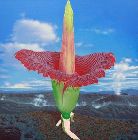 米斯尼亚迪(印度尼西亚人， 1973年生) 《花》 压克力 画布 173.5 x 168.5 公分，2003年作 估价：港元900,000 - 1,200,000／美元115,400 - 153,800