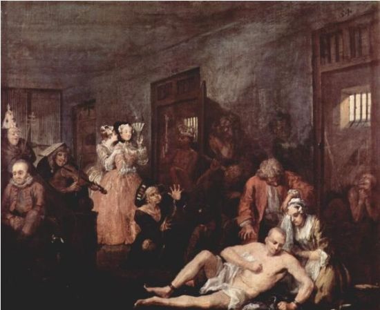  威廉·荷加斯——《瘋人院裏的人》(1733)