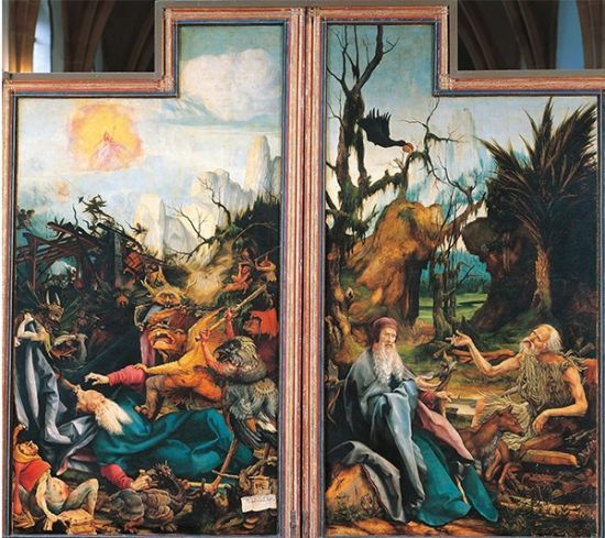 《聖安東尼的誘惑》(The Temptation of St. Anthony)，伊森海姆祭壇畫，馬蒂亞斯·格呂內瓦爾德(Matthias Grunewald)(1475-1528)，畫板油畫