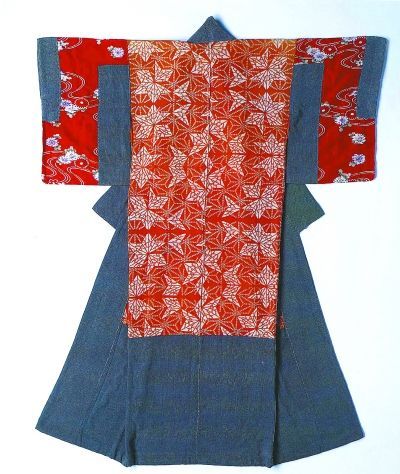 麻叶纹红板缔丝绸和服衬衣