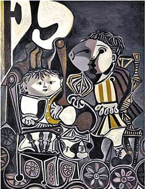 万达集团以约1.72亿元人民币拍得毕加索作品《两个小孩》。（资料图片）