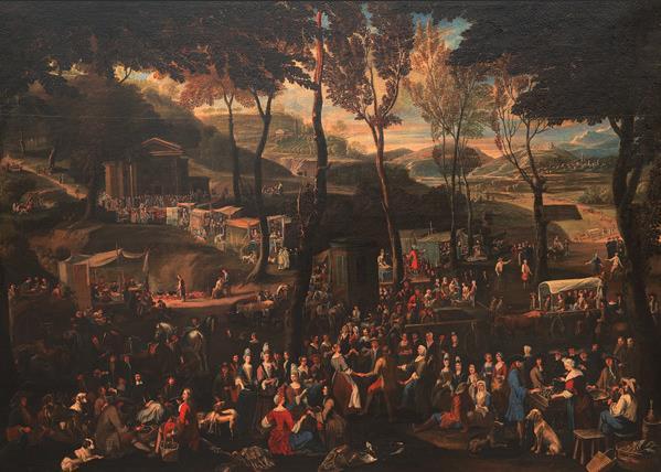 薩盧佐的集市 17世紀 彼得羅·伯裏曼(1640—1710) 布面油畫 143釐米×198釐米 都靈薩包達美術館