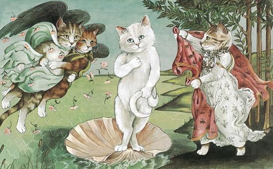 猫成为赫伯特艺术创作中的鲜明主题，这些引人注目的形象继续保持独特的风格。(网页截图)