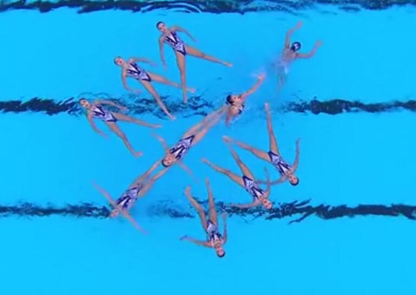 中国花样游泳首获世锦赛金牌 南山孪生姐妹表