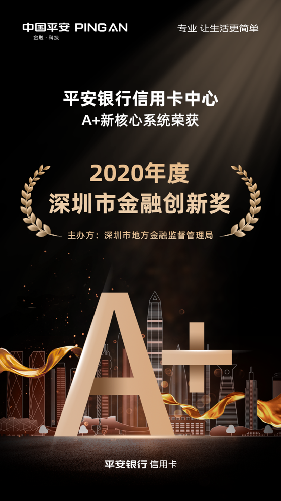 “深圳2020年金融创新奖出炉，平安信用卡A+新核心系统上榜