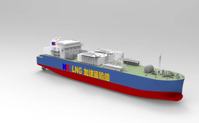 江海直达型14000立方米液化天然气加注运输船在上海开始建造